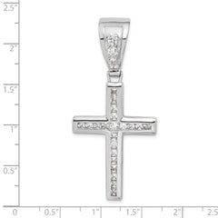 Sophia Jewelers Sterling Silver CZ Cross Pendant with Rhodium Polish Elegance