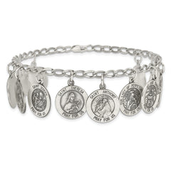 Sterling Silver 12 Saints Bracelet with Vintage Antique Design