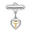 Sterling Silver Rhodium-plated and Vermeil Cross Dangle Pin
