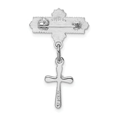 Sophia Jewelers Unisex Sterling Silver CZ CroSterling Silver Dangle Brooch with Rhodium Finish