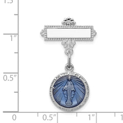 Sophia Jewelers Sterling Silver Rhodium-Plated Miraculous Medal Unisex Pin