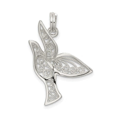 Sterling Silver 925 Filigree Holy Spirit Charm Polished Anti-Tarnish