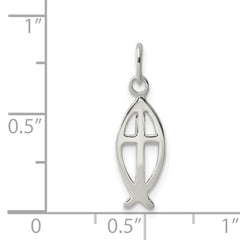 Sterling Silver 925 Ichthus Fish Cross Charm with Polished Anti-Tarnish Finish