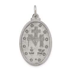 Sterling Silver 925 Miraculous Medal Pendant Antiqued Vintage Charm