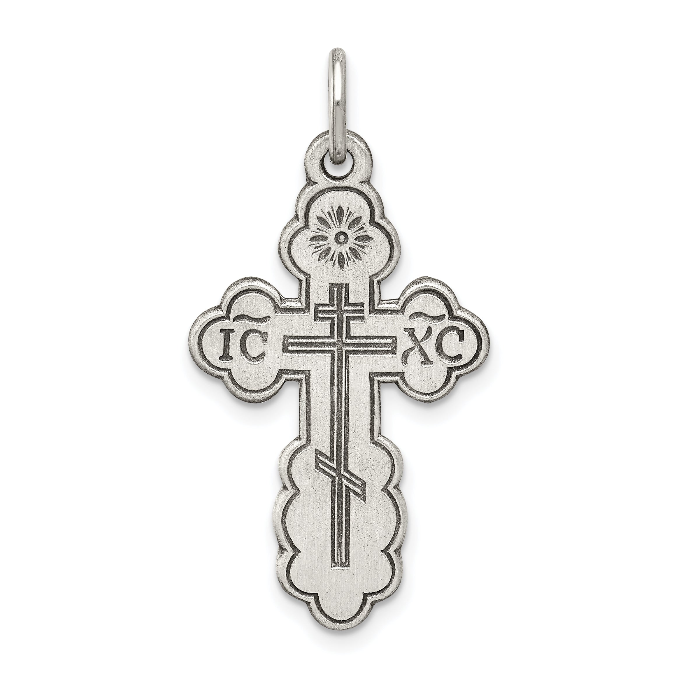 Sterling Silver Antiqued Eastern Orthodox Cross Charm