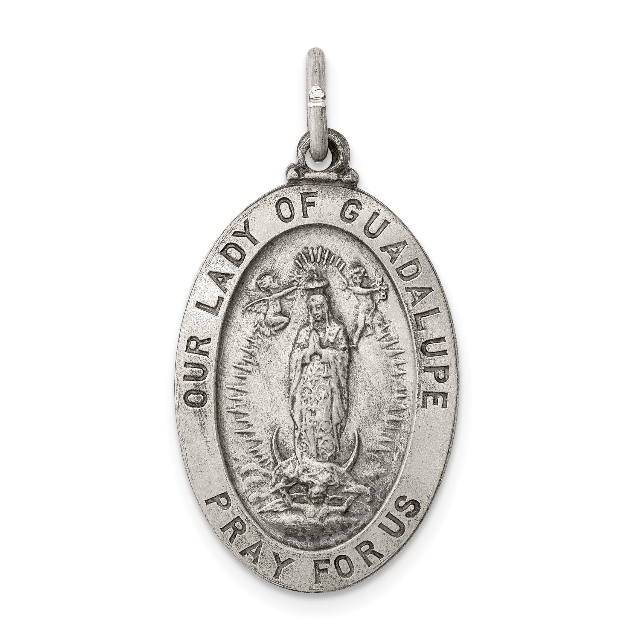 Sterling Silver Antiqued Our Lady of Guadalupe Medal
