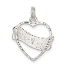 Sterling Silver 925 Heart Charm with Polished Anti-tarnish Finish