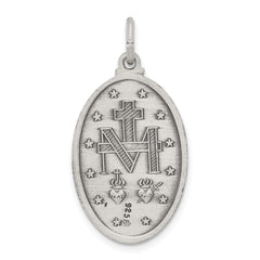 Sterling Silver 925 Antiqued Miraculous Medal Pendant Vintage Charm