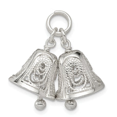 Sterling Silver 925 Bells Charm with Polished Anti-Tarnish Finish