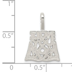 Sterling Silver 925 I Love You Mom Polished Pendant Gift Ready