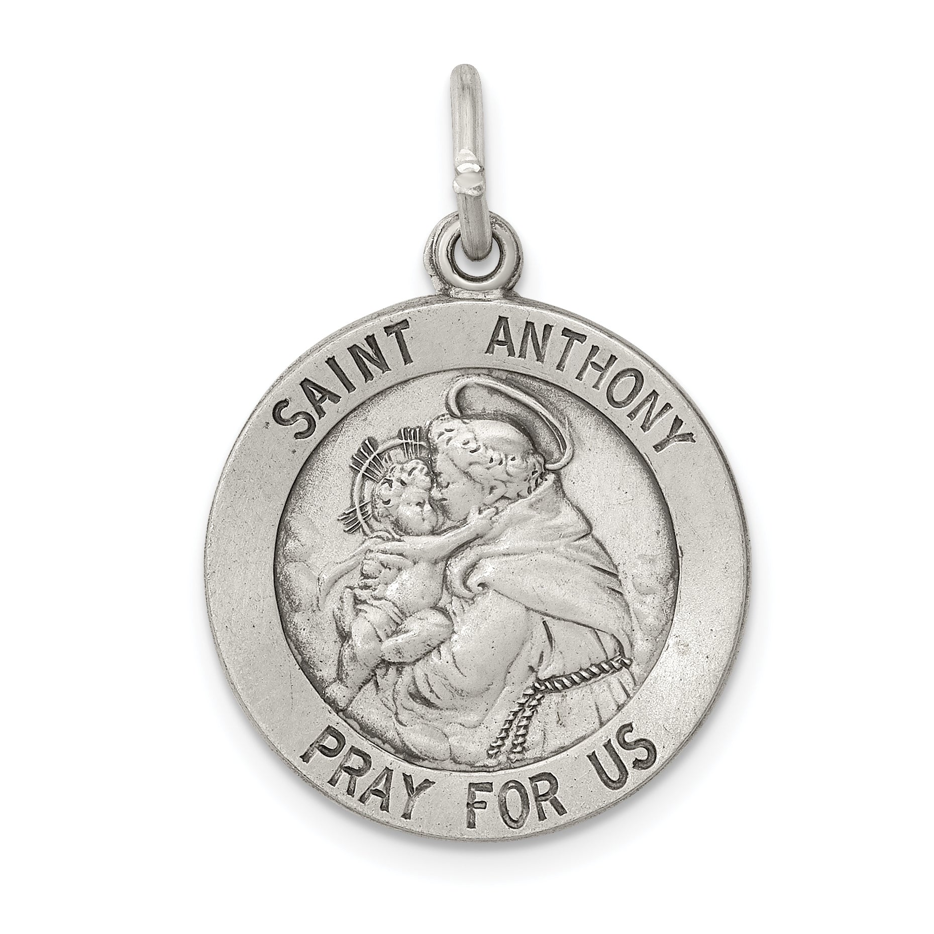 Sterling Silver Antiqued Saint Anthony Medal