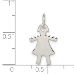 Sterling Silver 925 Polished Girl Charm Elegant Themed Pendant