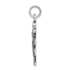 Sterling Silver 925 Antiqued Girl Charm with Marcasite Vintage Inspired