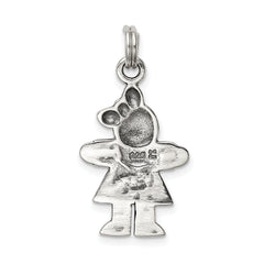 Sterling Silver 925 Antiqued Girl Charm with Marcasite Vintage Inspired