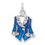Blue Enamel & Crystal Charm in Sterling Silver, 25mm - Sophia Jewelers