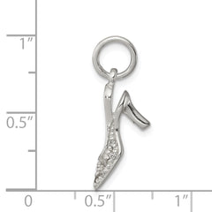 Sterling Silver CZ High Heel Charm with Polished 3D Design