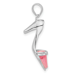 Sterling Silver 3D Pink Cat's Eye High Heel Pendant for Women