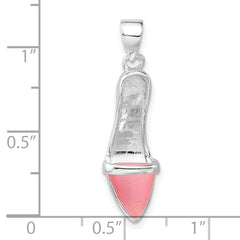 Sterling Silver 3D Pink Cat's Eye High Heel Pendant for Women