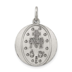 Sterling Silver 925 Antiqued Miraculous Medal Pendant Vintage Inspired