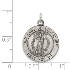 Sterling Silver 925 Our Lady of Guadalupe Pendant with Antique Finish