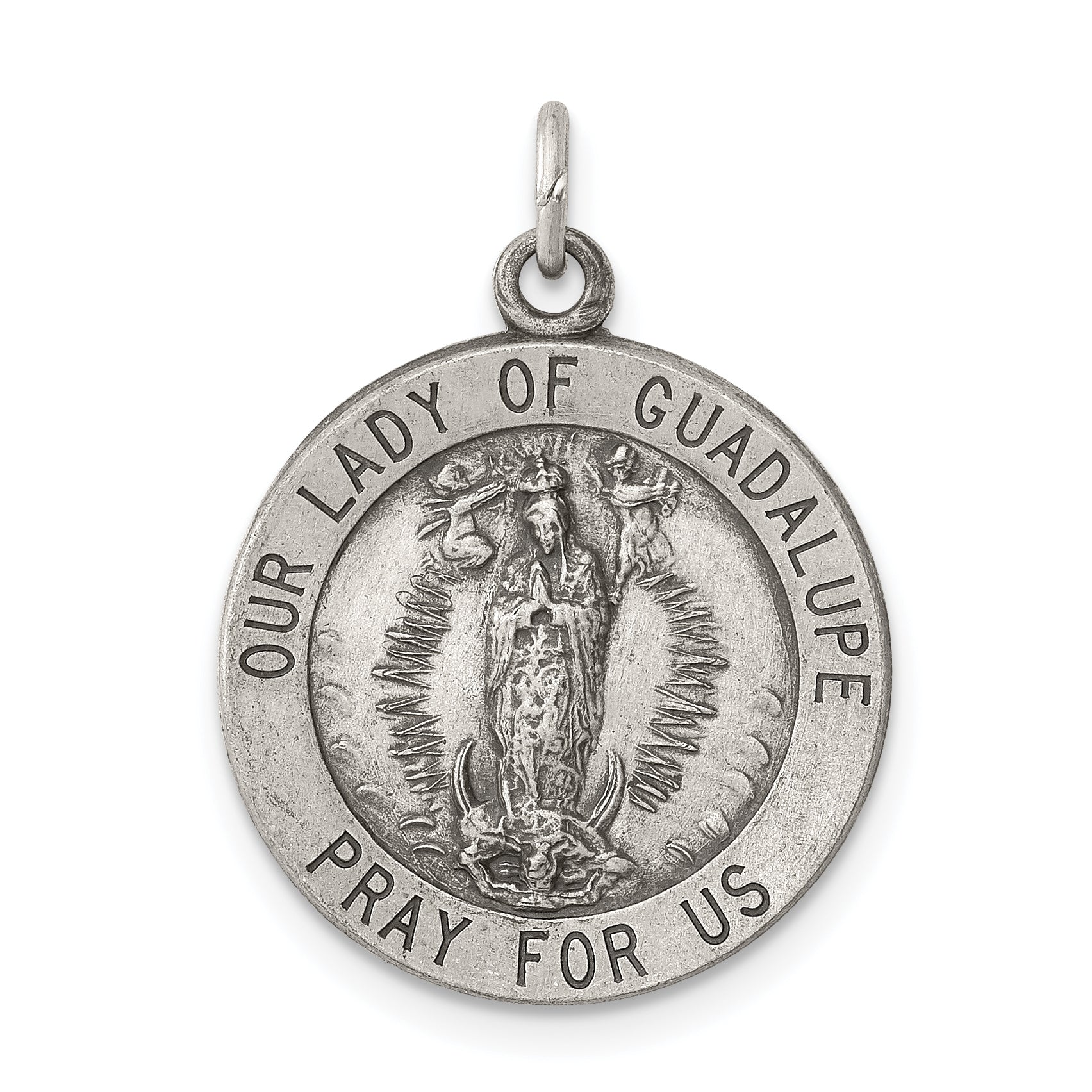 Sterling Silver Antiqued Our Lady of Guadalupe Medal