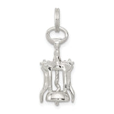 Sterling Silver Rhodium-plated Wine Bottle Opener Charm