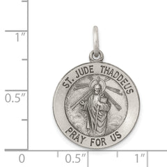 Sterling Silver 925 St. Jude Medal Antiqued Engravable Pendant