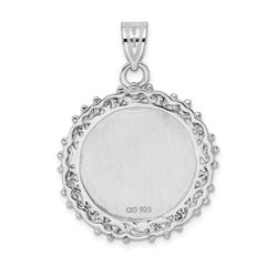 Sterling Silver 925 Pendant with Polished Front Satin Back