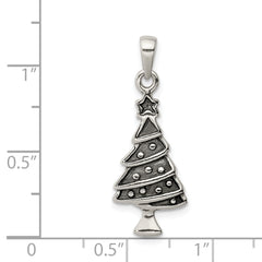 Sterling Silver 925 Antiqued Christmas Tree Pendant Vintage Charm