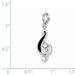 Sterling Silver 925 Treble Clef Charm with Red Enamel Accent