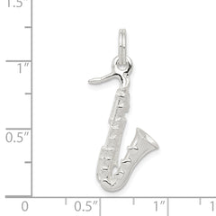 Sterling Silver 925 Polished Saxophone Charm 3D Musical Pendant