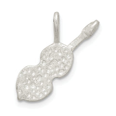 Sterling Silver 925 Violin Pendant with Polished Diamond-Cut Finish