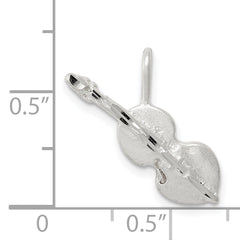 Sterling Silver 925 Violin Pendant with Polished Diamond-Cut Finish