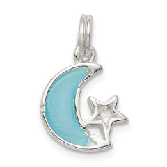 Sterling Silver 925 Enamel Moon & Star Charm Anti-Tarnish, Elegant Design