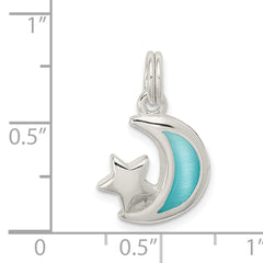 Sterling Silver 925 Enamel Moon & Star Charm Anti-Tarnish, Elegant Design