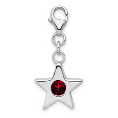 Sterling Silver Rhodium-plated January CZ Birthstone Star Charm