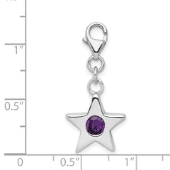 Sophia Jewelers Sterling Silver February Birthstone Star Charm with Rhodium-Plated Finish