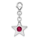 Sterling Silver Rhodium-plated July CZ Birthstone Star Charm