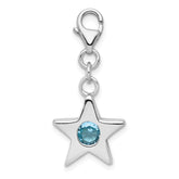 Sterling Silver Rhodium-plated September CZ Birthstone Star Charm