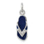 Sterling Silver CZ and Blue Enameled Flip Flop Charm