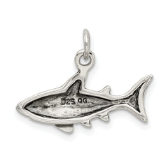 Sterling Silver 925 Antique Shark Charm for Men Solid Cast Design