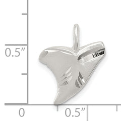 Sterling Silver Men's Diamond-Cut Shark Tooth Pendant Anti-Tarnish Finish