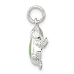 Sterling Silver 925 Green Cat's Eye Frog Charm Polished Finish
