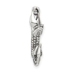 Sterling Silver 925 Antiqued Alligator Men's Slide Pendant 3D Design