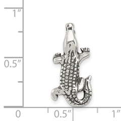 Sterling Silver 925 Antiqued Alligator Men's Slide Pendant 3D Design