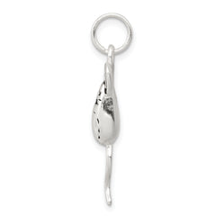 Elegant 925 Sterling Silver Rhodium-Plated Mouse Charm with Polished Finish