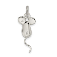 Elegant 925 Sterling Silver Rhodium-Plated Mouse Charm with Polished Finish