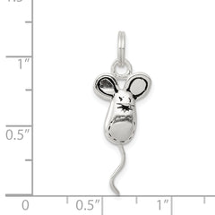 Elegant 925 Sterling Silver Rhodium-Plated Mouse Charm with Polished Finish