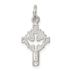 Sterling Silver 925 Polished Dove Cross Charm with Anti-Tarnish Finish