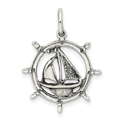 Sterling Silver 925 Men's Antiqued Sailboat Charm Pendant